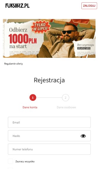 Fuksiarz Registracja Polska