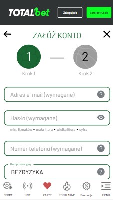 Registration Totalbet Polska