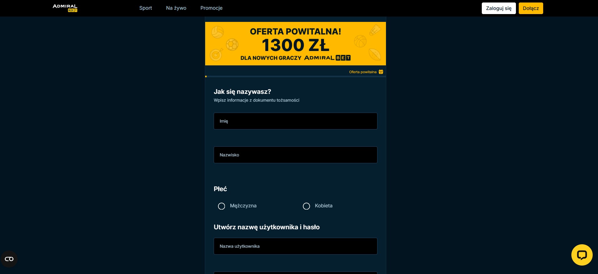 Rejestracja AdmiralBet
