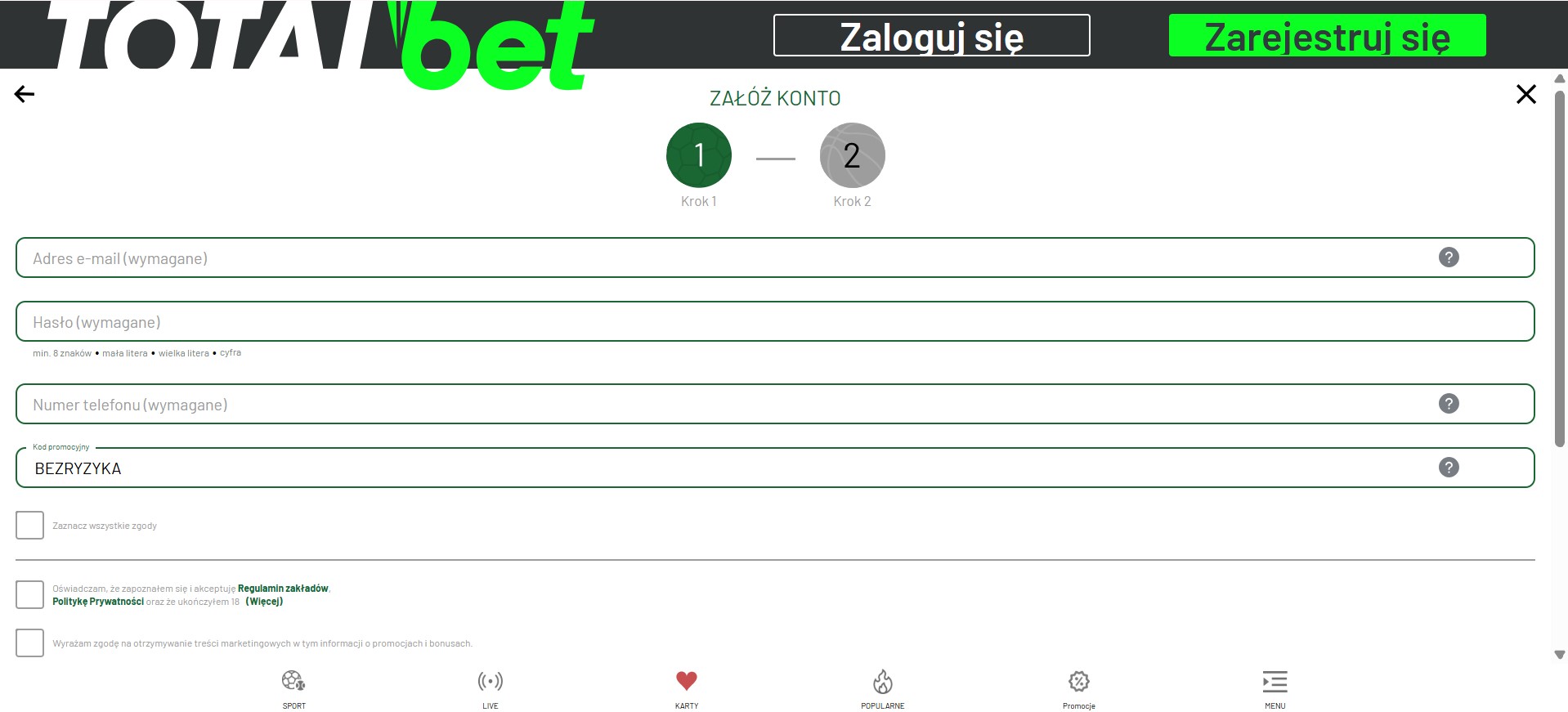 TotalBet Registration Polska